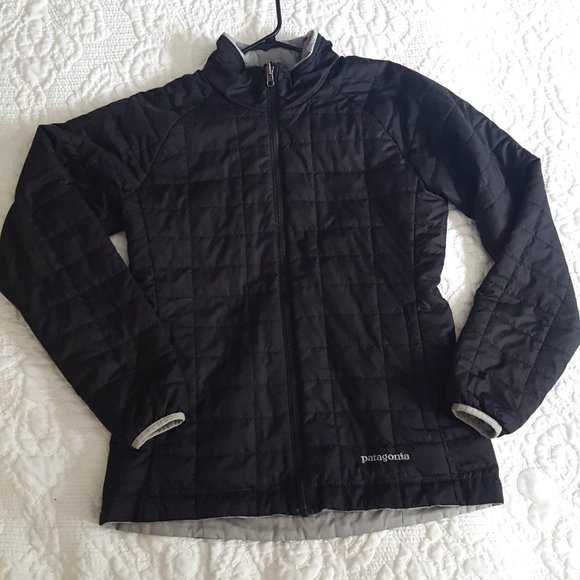 Patagonia Puffer Jacket Black Gray Reversible
